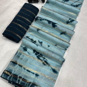 Trendi Viscos Lining Tie Dye Latkan Silk Rama Saree