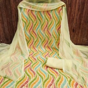 Trending Georgatte with Schiffly work digital print Dress Material