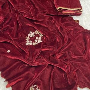Trending Heavy Velvet Red Saree