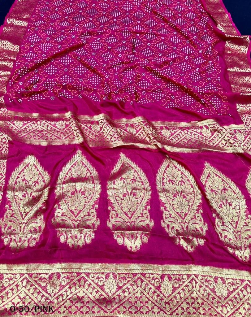 trending silk pink bandhani sa 1723286227 Trending Silk Pink Bandhani Saree