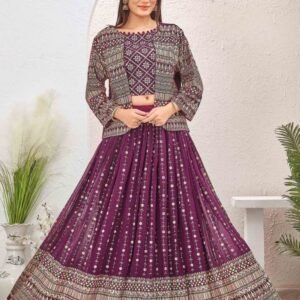 Trending Wine Color Readmade Georgette Lehenga choli with Jacket