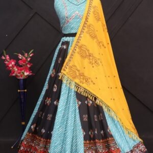 Trendy Digital Print Muslin Lehenga Choli Set