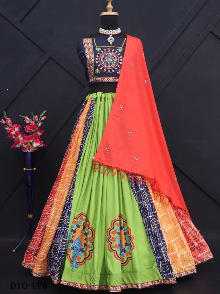 trendy digital print muslin le 1717675795 Trendy Digital Print Muslin Lehenga Choli Set