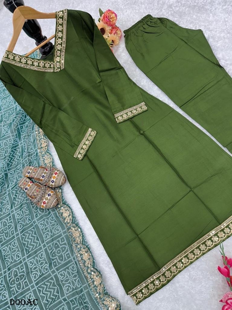 trendy green readymade suit wi 1719227915 Trendy green readymade suit with fancy dupatta