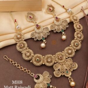 Trendy Matt Rajwadi Round Golden Hasdi Set