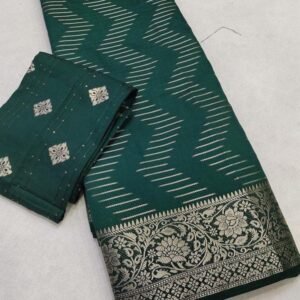 New Georgette Dark Green Color Fancy Saree