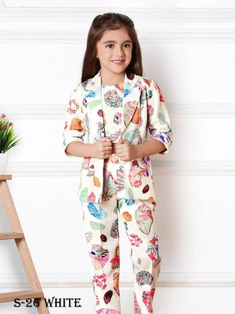 trendy party wear white kids c 1721125375 Trendy Party Wear White Kids Crop Top And Pant With Blazer