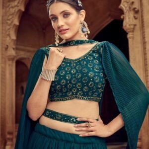 Trendy Rama Color Fully Stitched Lehenga Choli By Shreematee Fashion Nandani Catalogue