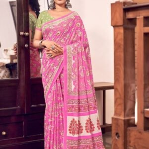 Unique Design Pink Cotton Saree