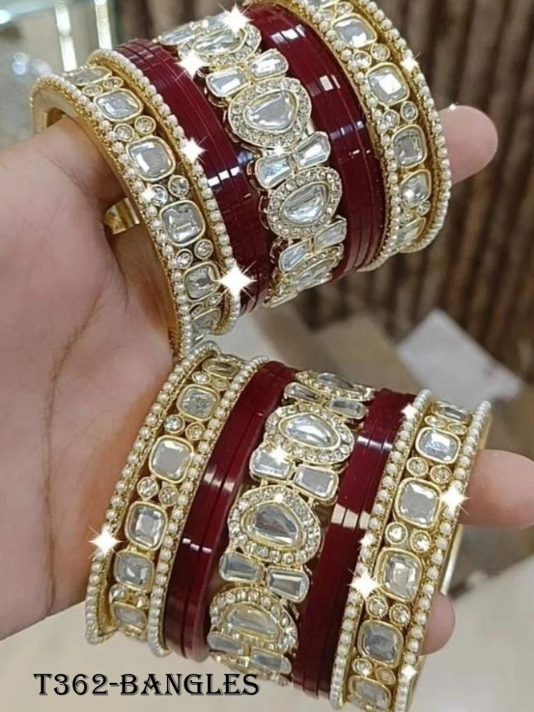 unique maroon with stone work 1725341104 Unique Maroon With Stone Work Bangle