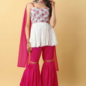 Unique Raja Rani Sleeveless Top with Sharara Set