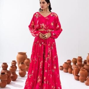Vallari Vol 1 Pink Digital Printed Crop Top Lehenga Choli