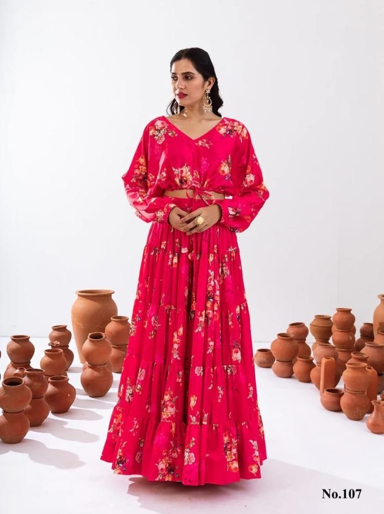 vallari vol 1 pink digital pri 1727170484 Vallari Vol 1 Pink Digital Printed Crop Top Lehenga Choli