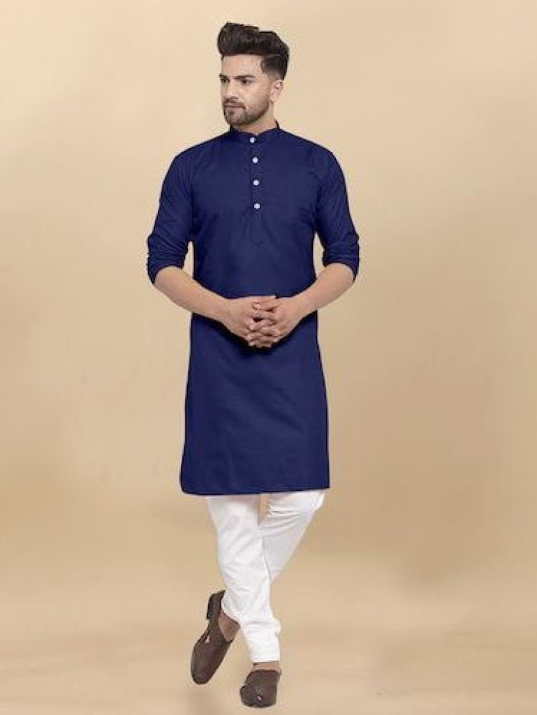 venmer brand royal blue heavy 1731663095 Venmer Brand Royal Blue Heavy Cotton Plain Men Kurta Set