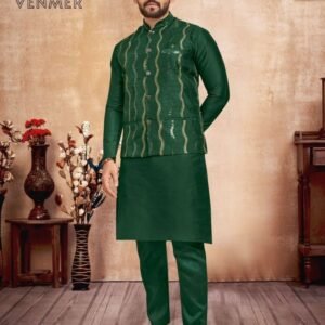 Venmer Green New Party Wear Koti Kurta Pyjama