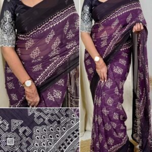 Violet Jacquard Zari Silk Georgette Saree