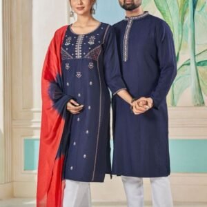 Viscose Blue Festival Wear Embroidery Work Readymade Combo Set