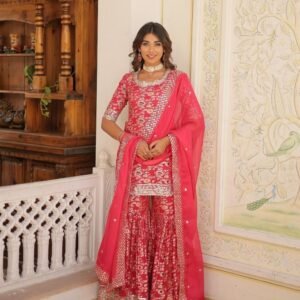 Party Wear Pakistani Rani Pink Gharara Suit