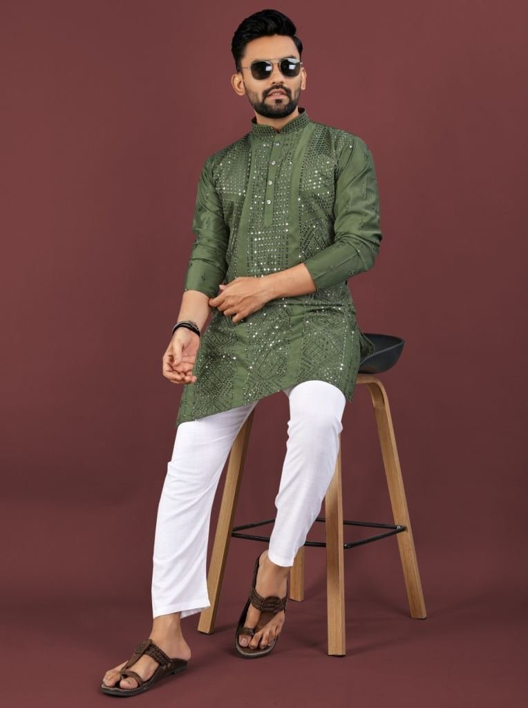 viscose silk embroidery sequen 1748689577 Viscose Silk Embroidery Sequence Work Mens Kurta