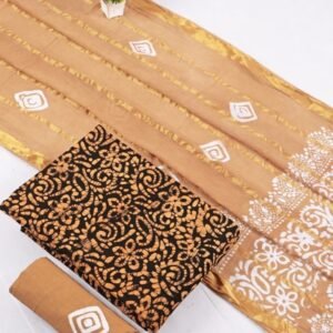 Wax Batik Brown Cotton Dress Material