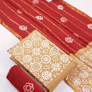 Wax Batik Cream Cotton Dress Material
