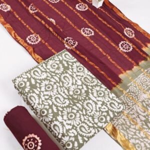Wax Batik Gray Cotton Dress Material
