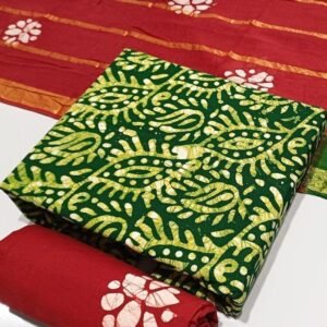 Wax Batik Green Cotton Dress Material