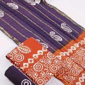 Wax Batik Orange Cotton Dress Material