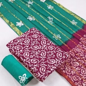 Wax Batik Wine With Rama Cotton Dress Material