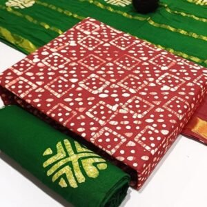 Wax Batik Red Cotton Dress Material