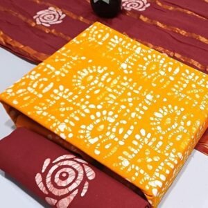 Wax Batik Yellow Cotton Dress Material