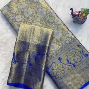 Weaving Nyloan Zari Kanjivaram Silk Saree With Blouse