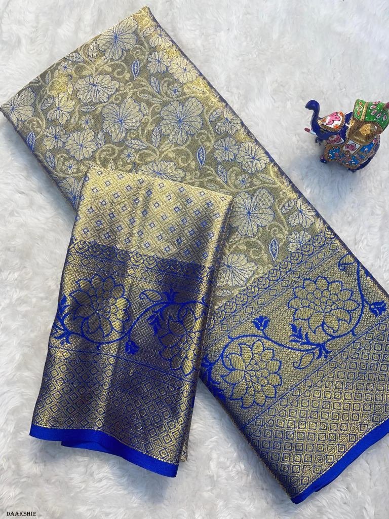 weaving nyloan zari kanjivaram 1719319736 Weaving Nyloan Zari Kanjivaram Silk Saree With Blouse