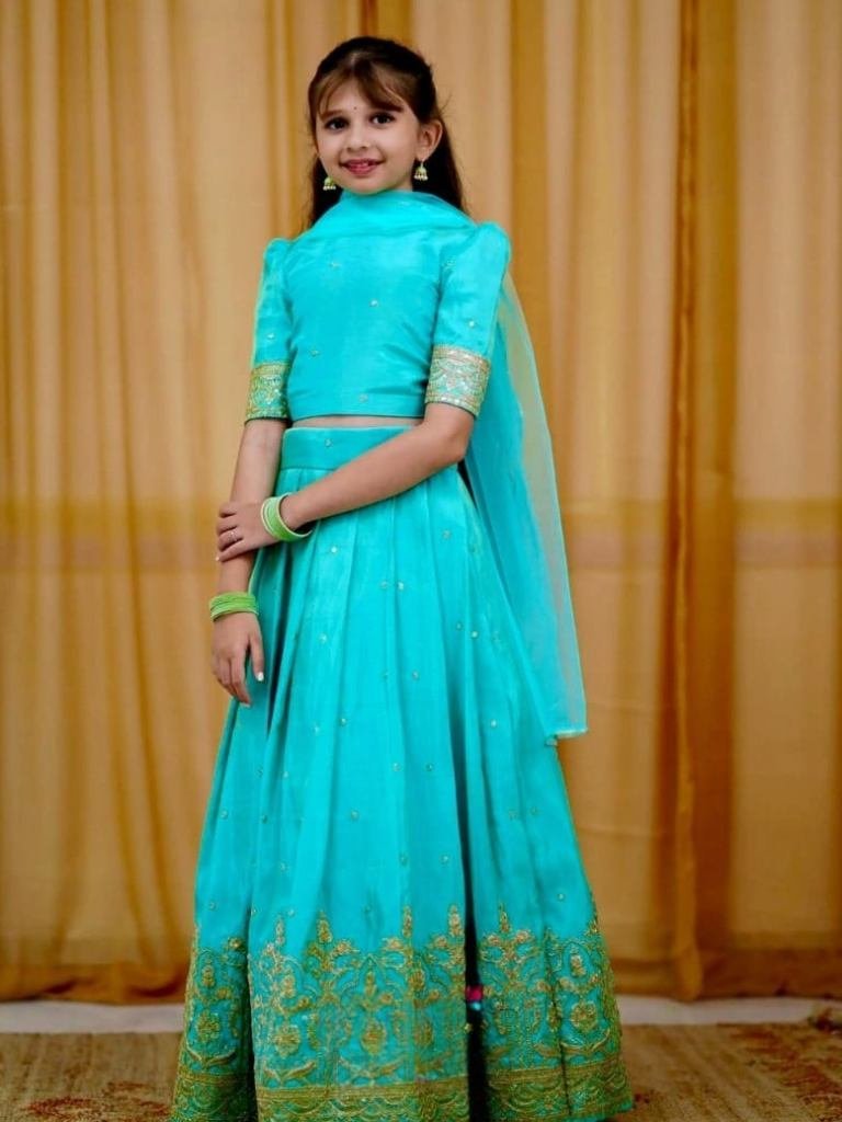 wedding collection sky blue le 1734952073 Wedding Collection Sky blue Lehenga Choli for Kids