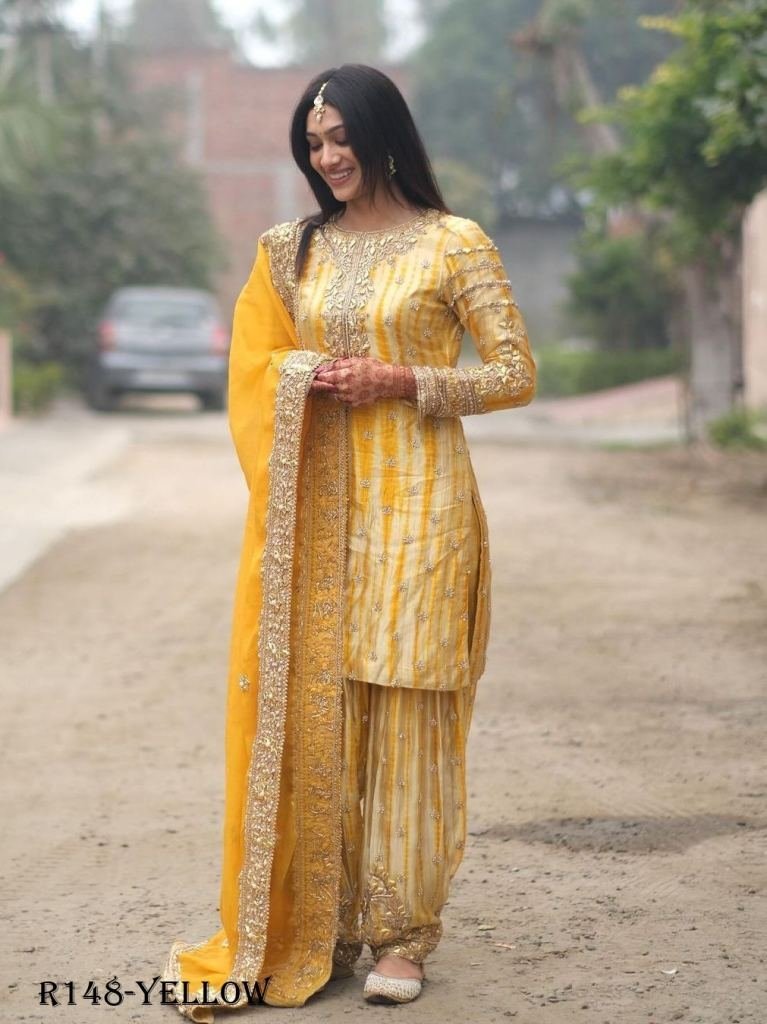 wedding ready to wear pure chi 1720866873 Wedding Ready To Wear Pure Chinon Silk Patiala Salwar Suits