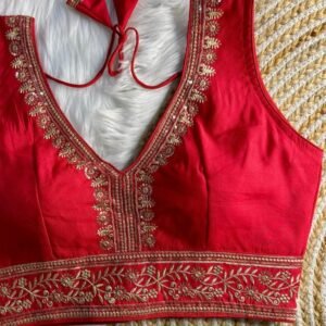 Wedding Red Gold Thread Work Bridal Readymade Blouse