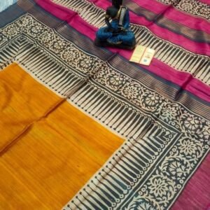 Wedding Screen Printed Original Tussar Ghicha Silk Saree 26