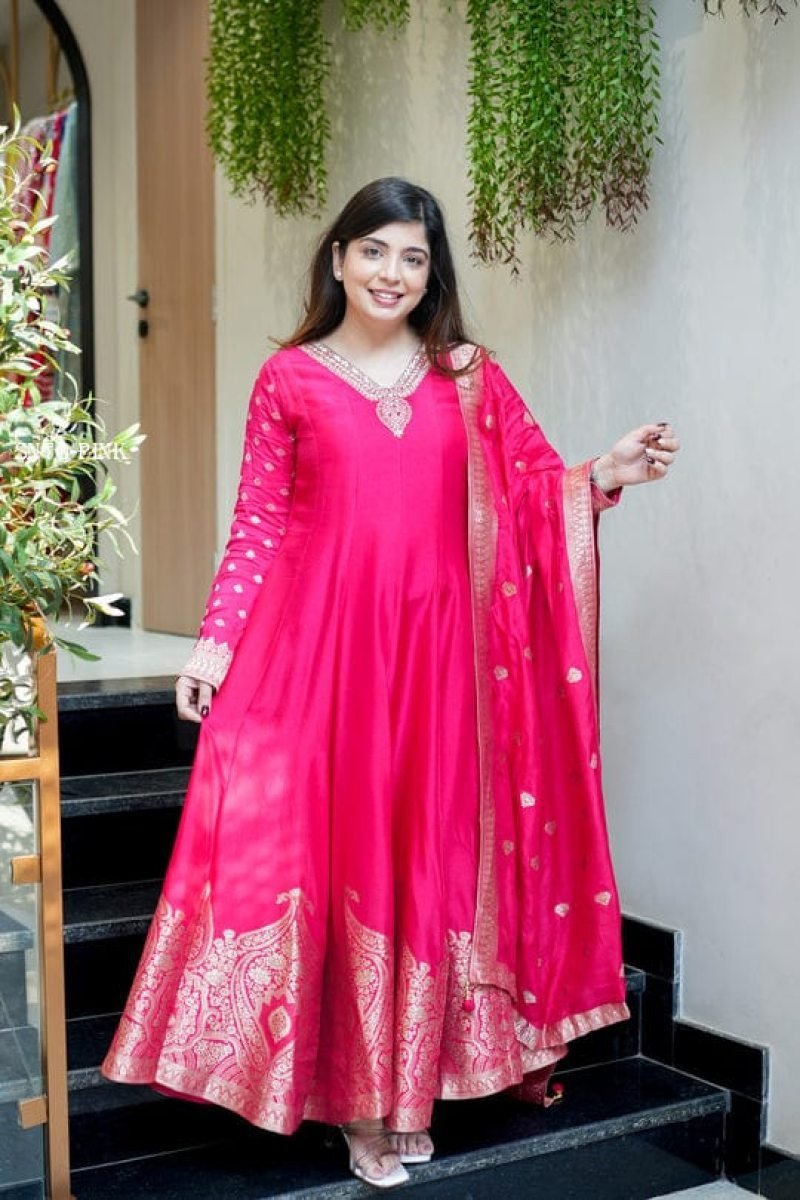 wedding special banarasi chand 1775040741 Wedding Special Banarasi Chanderi Anarkali Suit for Women