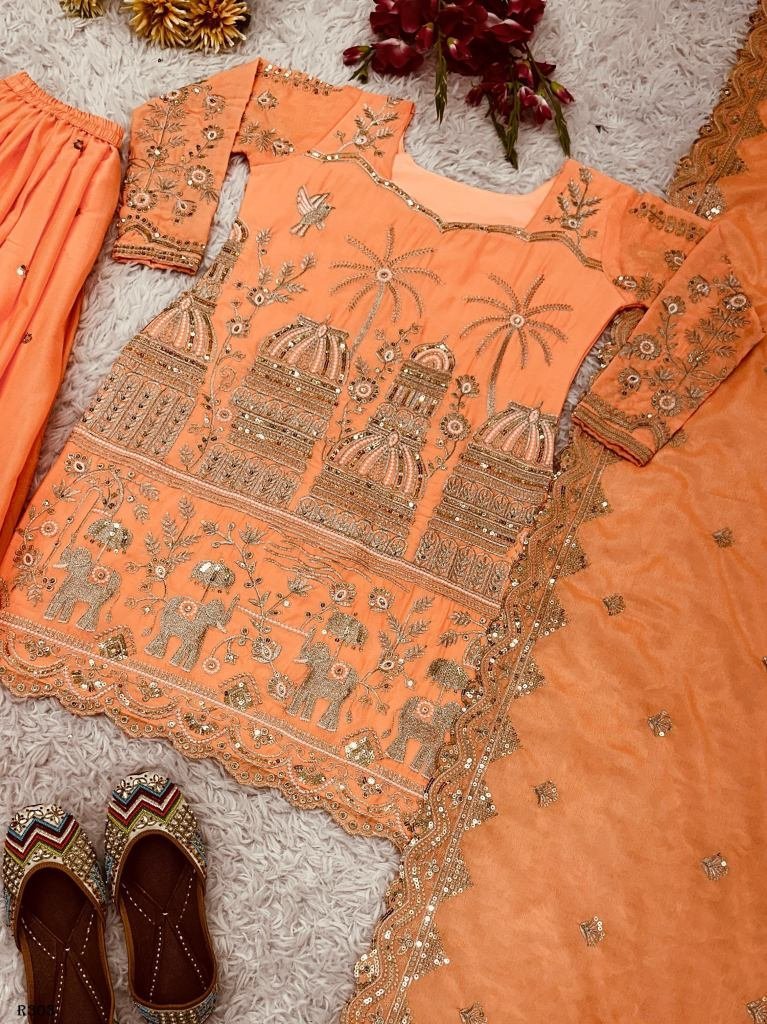 wedding wear embroidered pure 1726822402 Wedding Wear Embroidered Pure Chinon Sharara Suits