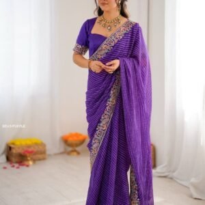 Wedding Wear Faux Georgette Badhani Print Saree