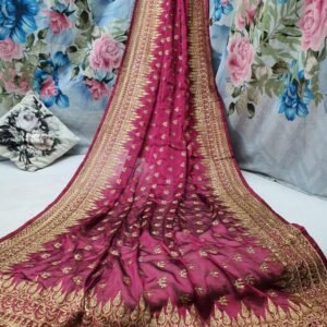 Wedding Wear Georgette Embroidered Jari Saree with Stone work