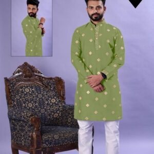 Wedding Wear Green Pure Silk Kurta Pajama Set