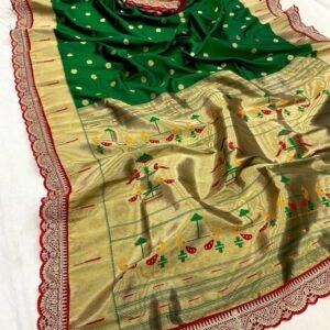 Wedding Wear Kanchi Green Soft Silk Saree For Women Wear