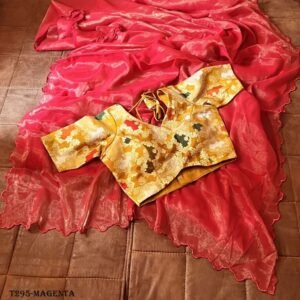 Wedding Wear Magenta Gold Coin Saree