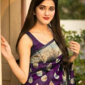 Wedding Wear Purple Soft Lichi Silk Saree For Whomen
