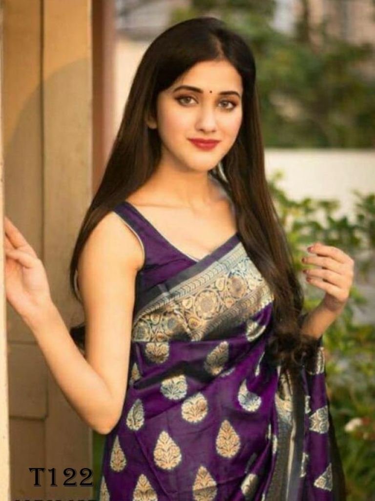 wedding wear purple soft lichi 1719040598 Wedding Wear Purple Soft Lichi Silk Saree For Whomen