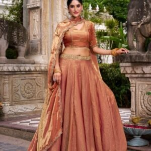 Wedding Wear Rust Ornage Lehenga Choli