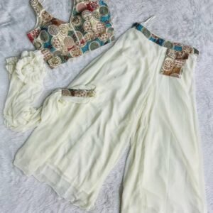Wedding Wear White Georgette Indo Western Dress