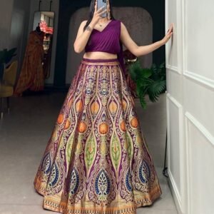 Wedding Wine Urvika Banrasi Silk Lehenga Choli