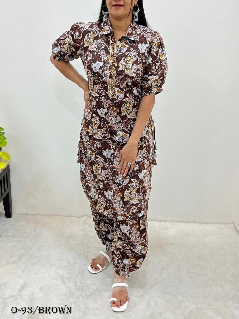 western style roman silk brown 1725023768 Western Style Roman Silk Brown Co ord Set